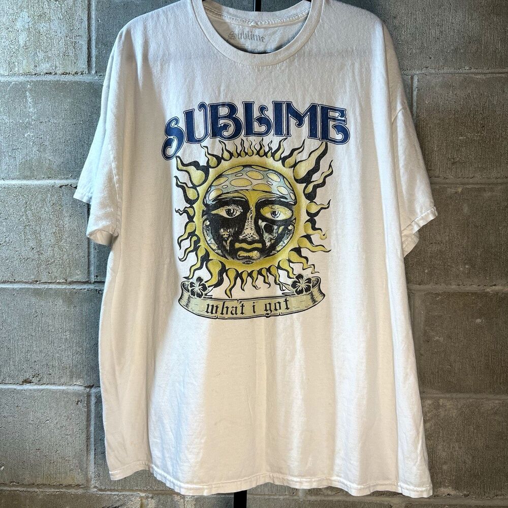 Sublime What I Got Sun T-Shirt 2XL White Distressed Grunge Punk Reggae Adult